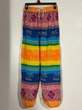 Rainbow Elephant Harem Pants